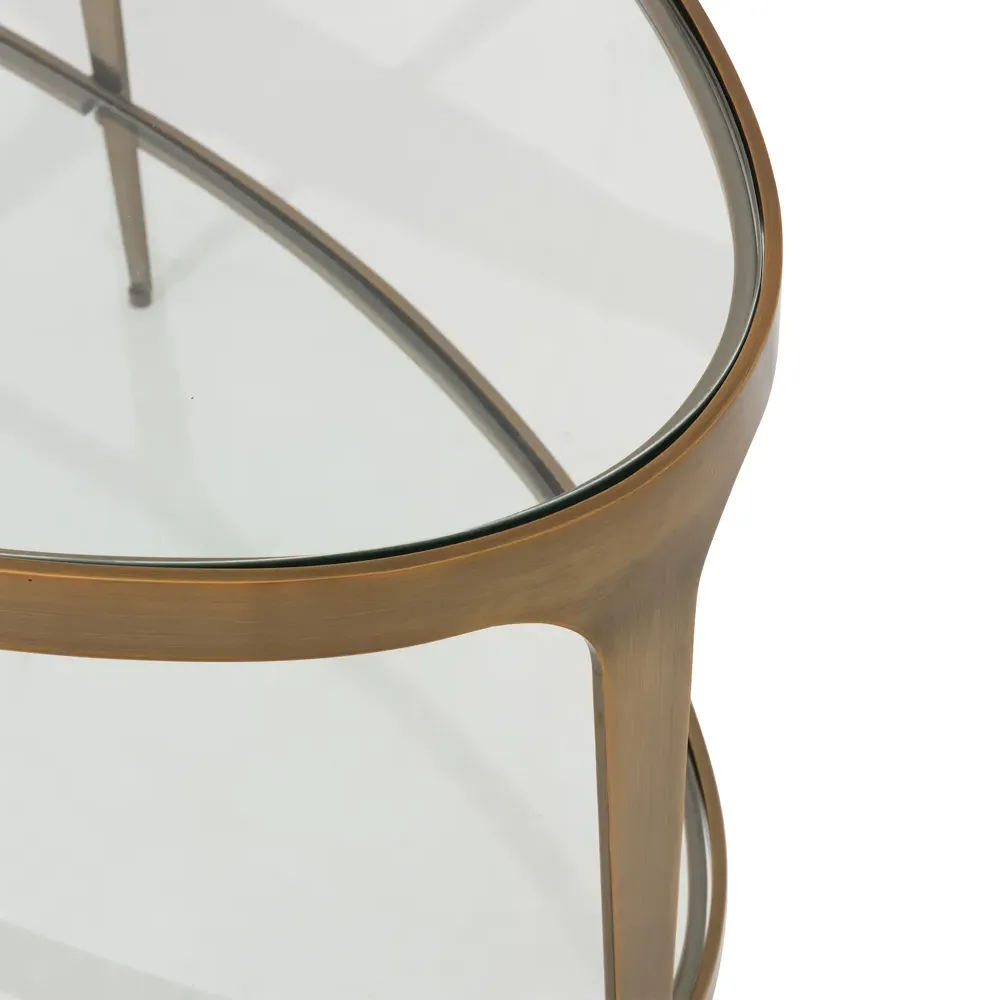 Brando Regency Oval Coffee Table - Antique Brass, Glass