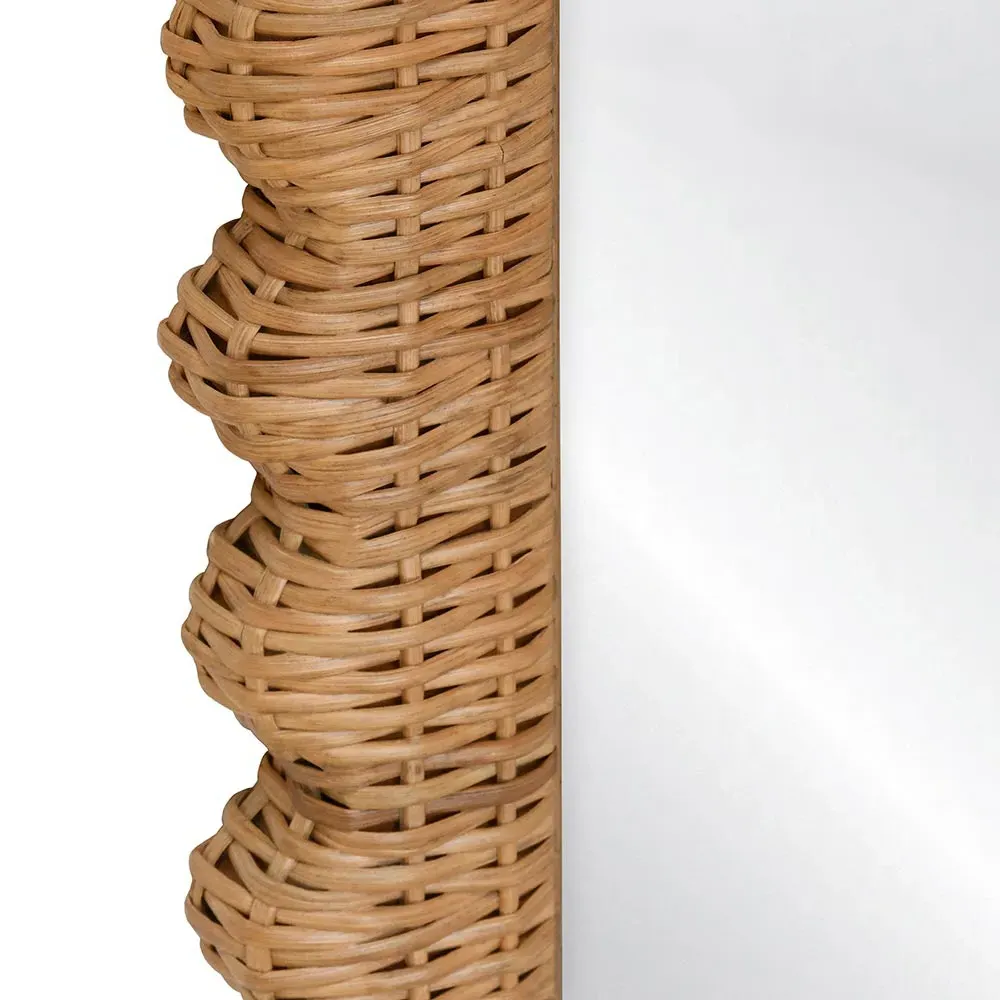 Britton Rectangular Floor Mirror - Brown, Rattan