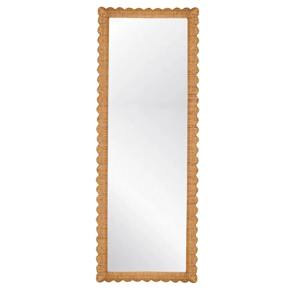 Britton Rectangular Floor Mirror - Brown, Rattan image