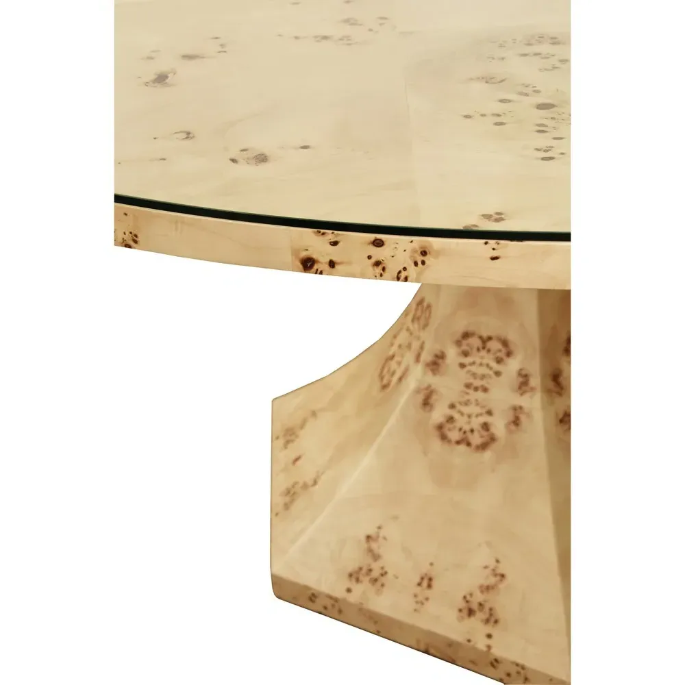 Bryce Round Dining Table - Brown, Burl Wood