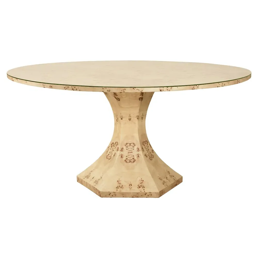 Bryce Round Dining Table - Brown, Burl Wood image
