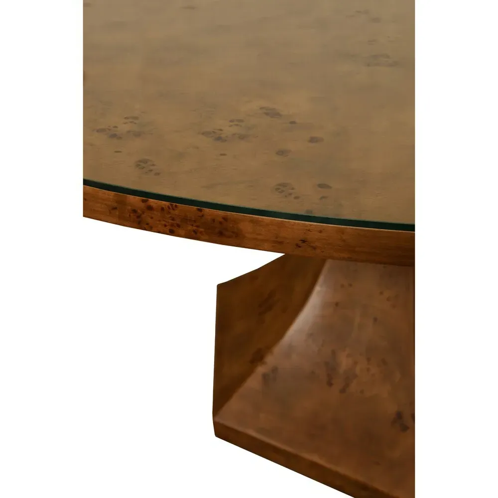Bryce Round Dining Table - Dark Brown, Burl Wood