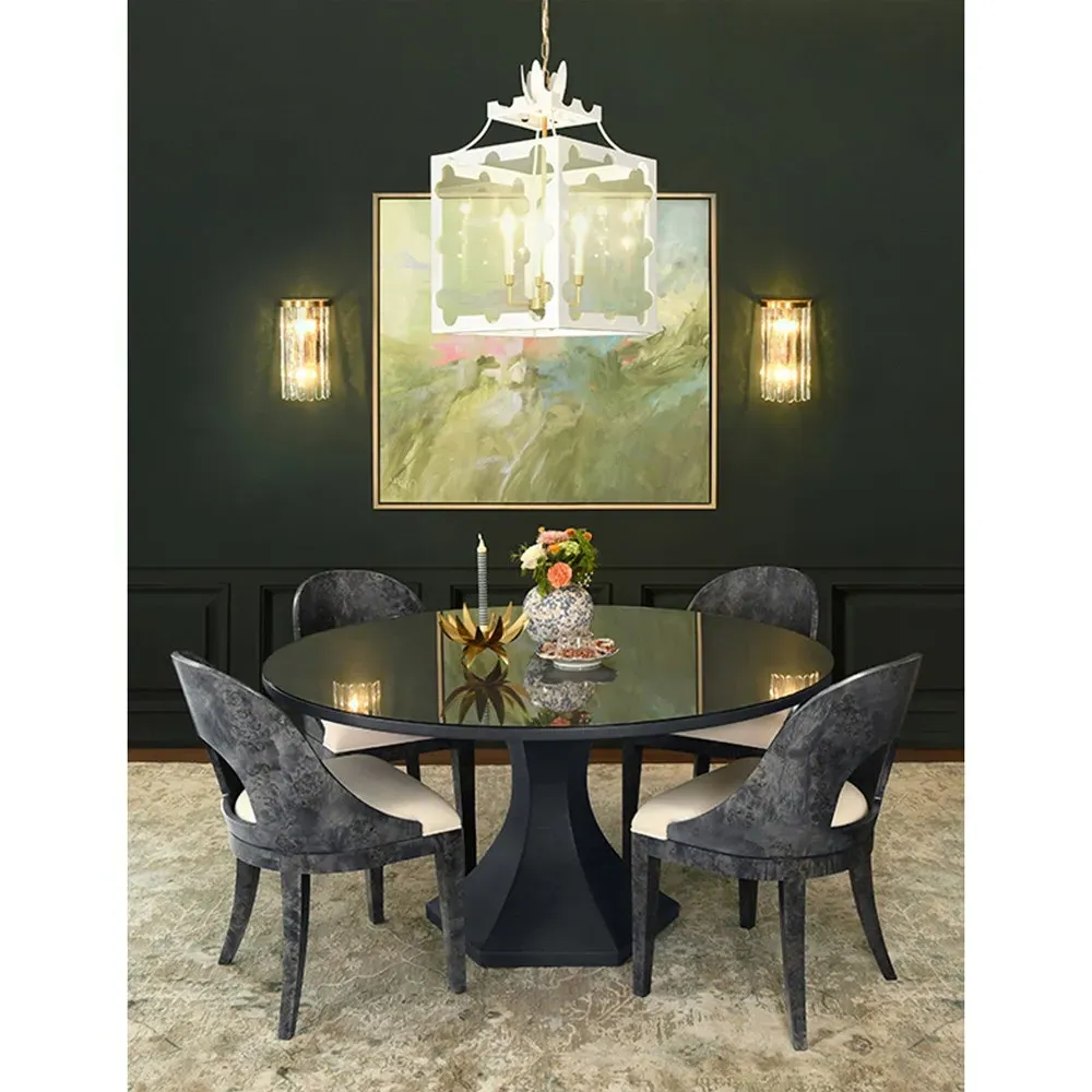 Bryce Round Dining Table - Navy, Linen