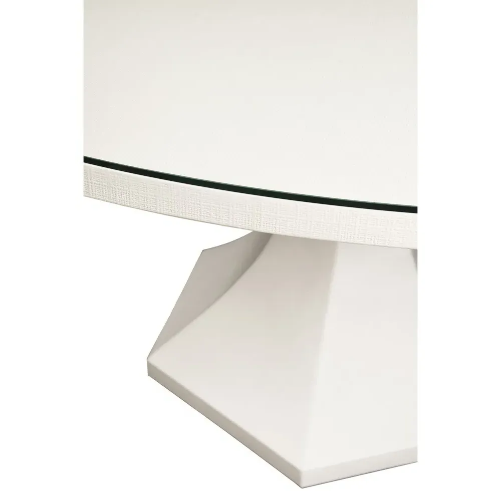 Bryce Round Dining Table - White, Linen