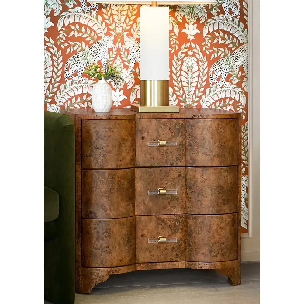 Calvin Bachelor Chest - Dark Burl Wood