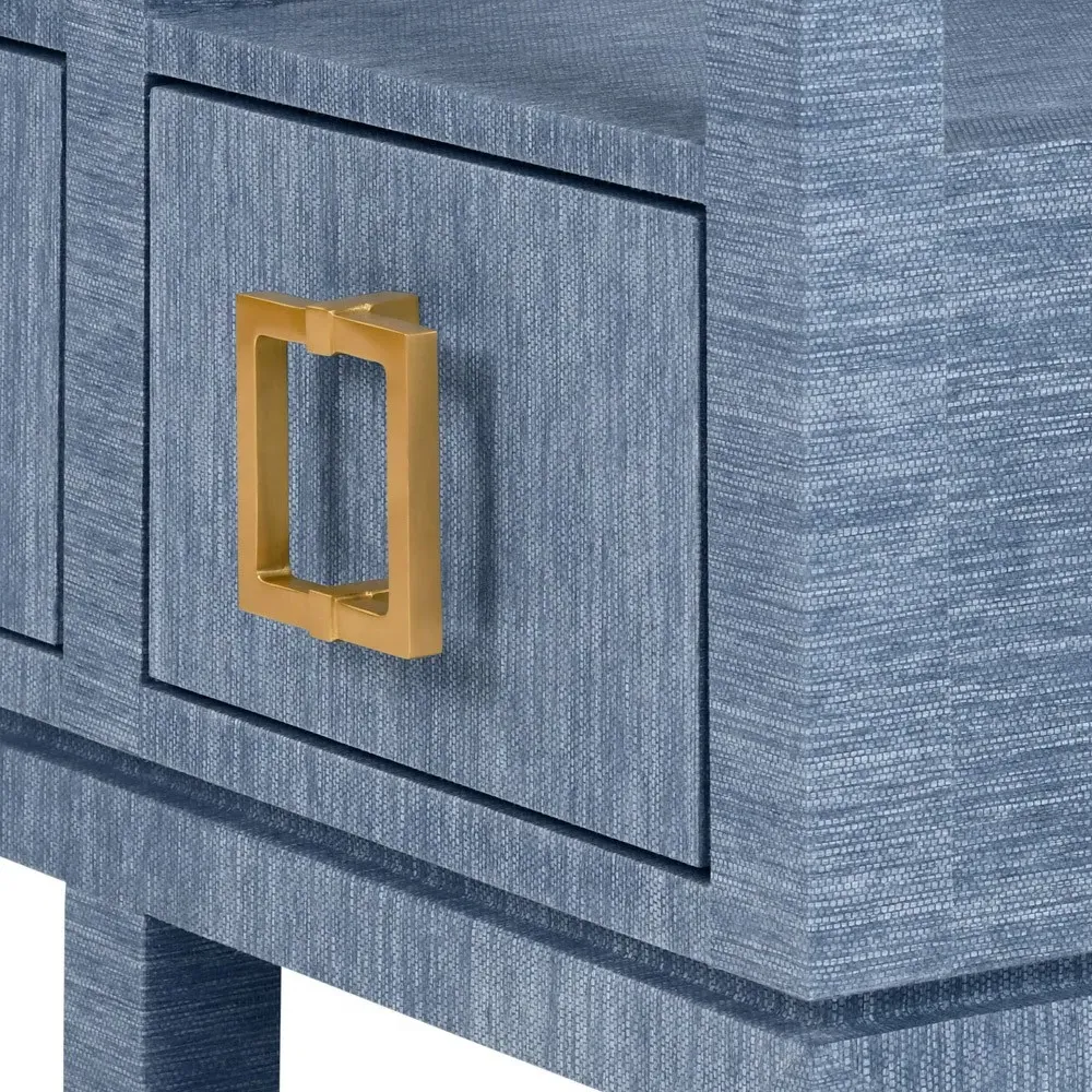 Campbell Console Table - Blue, Grasscloth