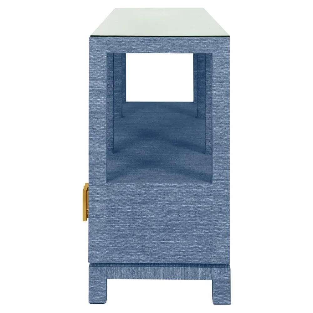 Campbell Console Table - Blue, Grasscloth