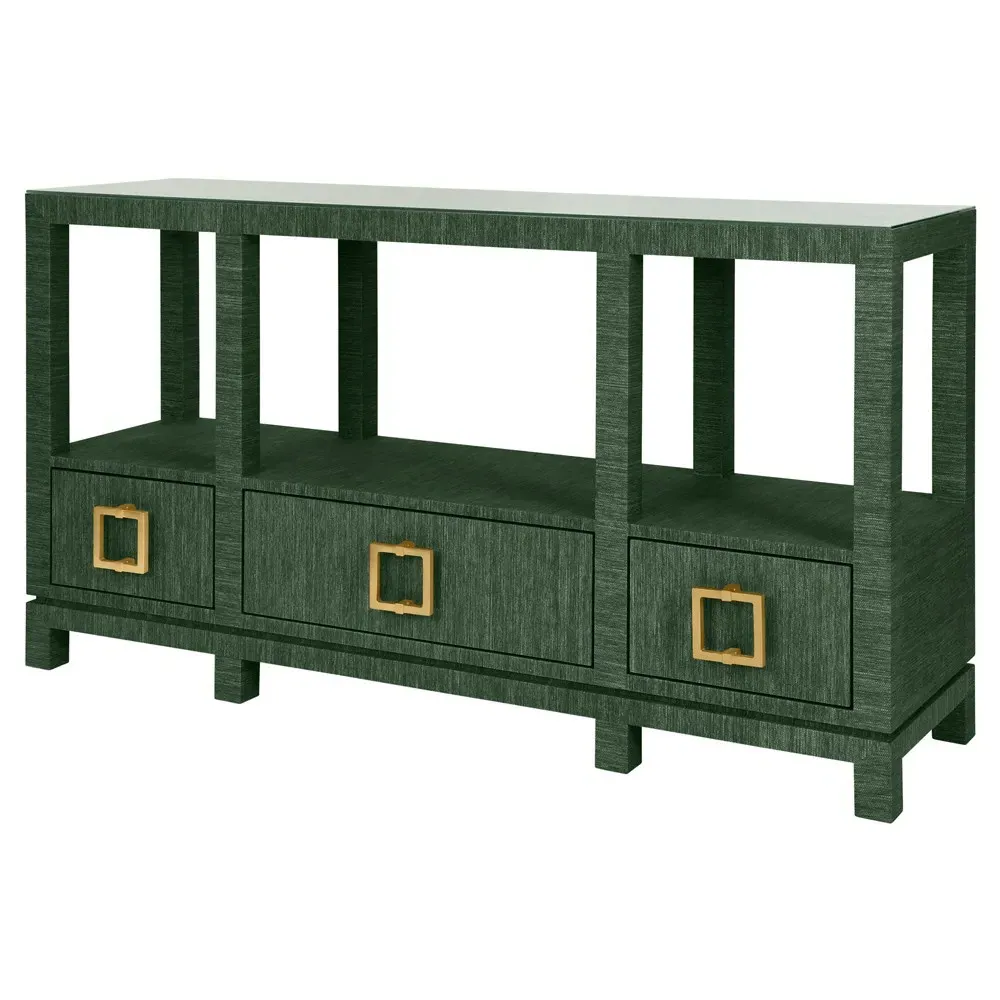 Campbell Console Table - Green, Grasscloth