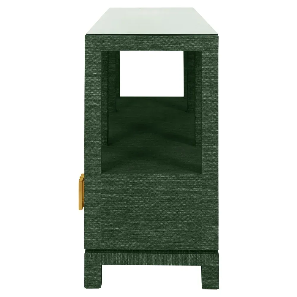 Campbell Console Table - Green, Grasscloth
