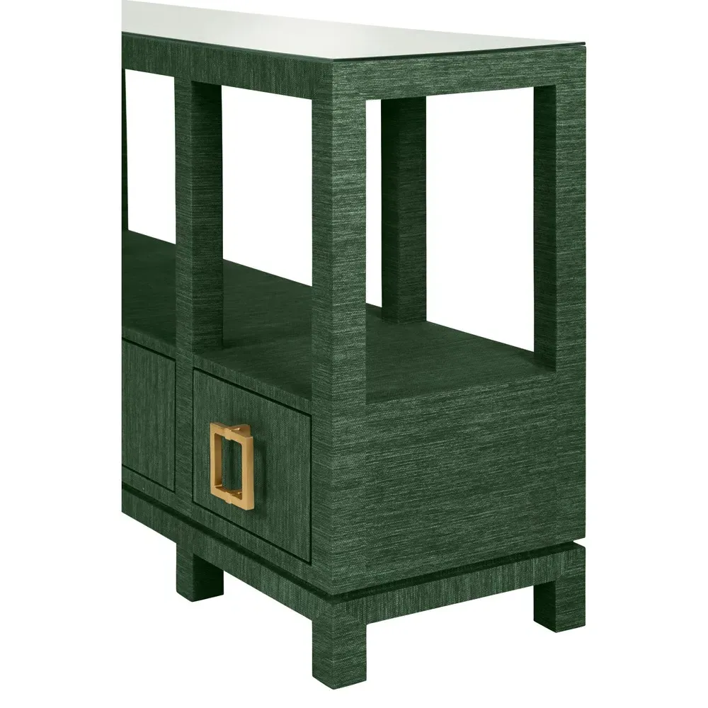 Campbell Console Table - Green, Grasscloth