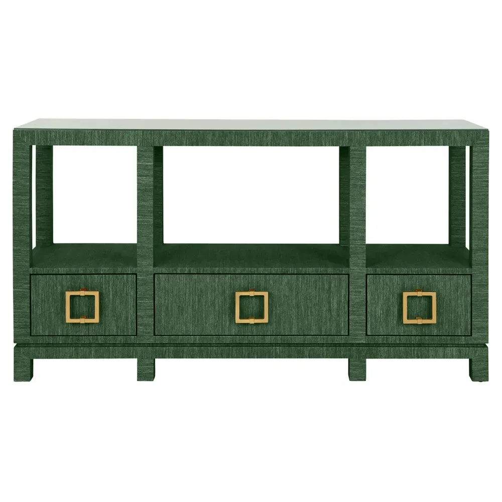 Campbell Console Table - Green, Grasscloth