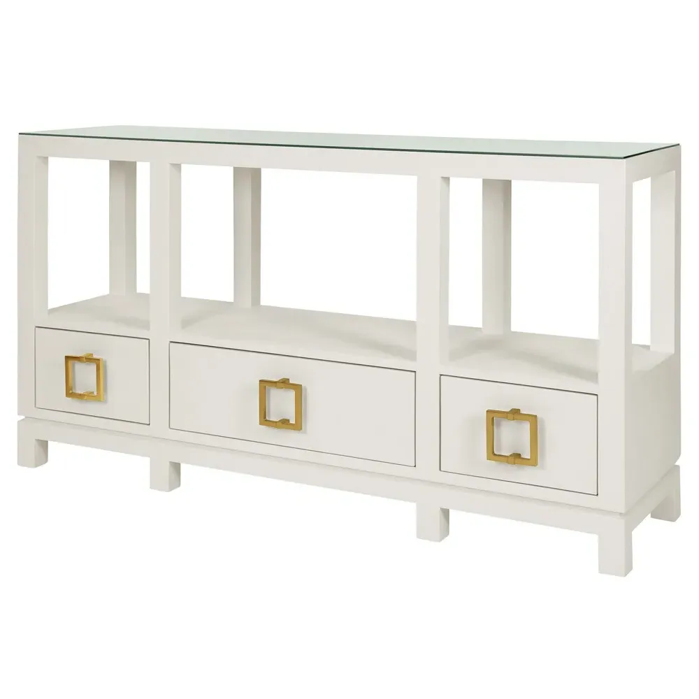 Campbell Console Table - White, Linen