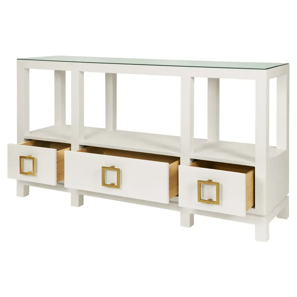 Campbell Console Table - White, Linen