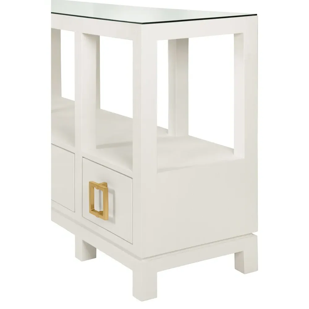 Campbell Console Table - White, Linen