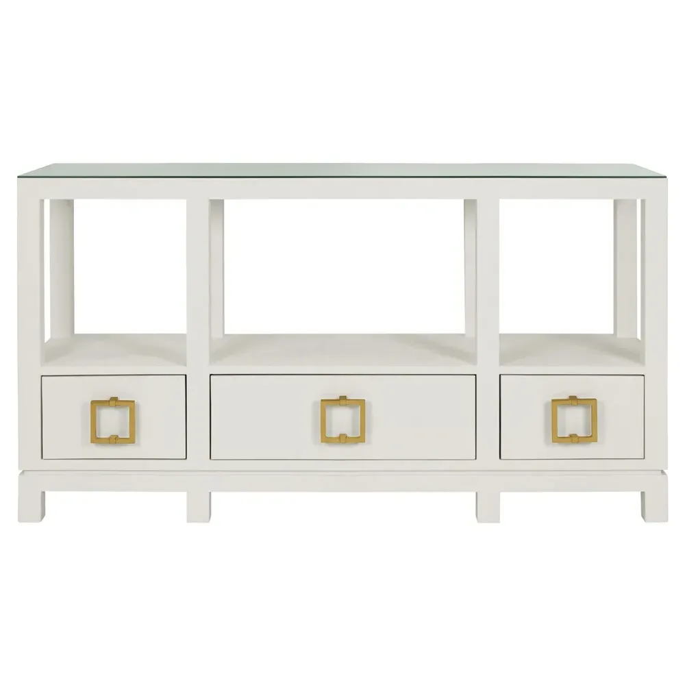 Campbell Console Table - White, Linen