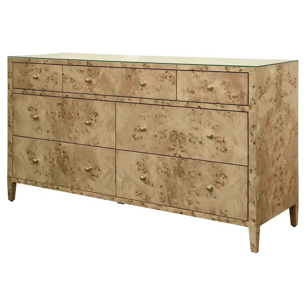 Carnegie Double Dresser - Brown, Burl Wood