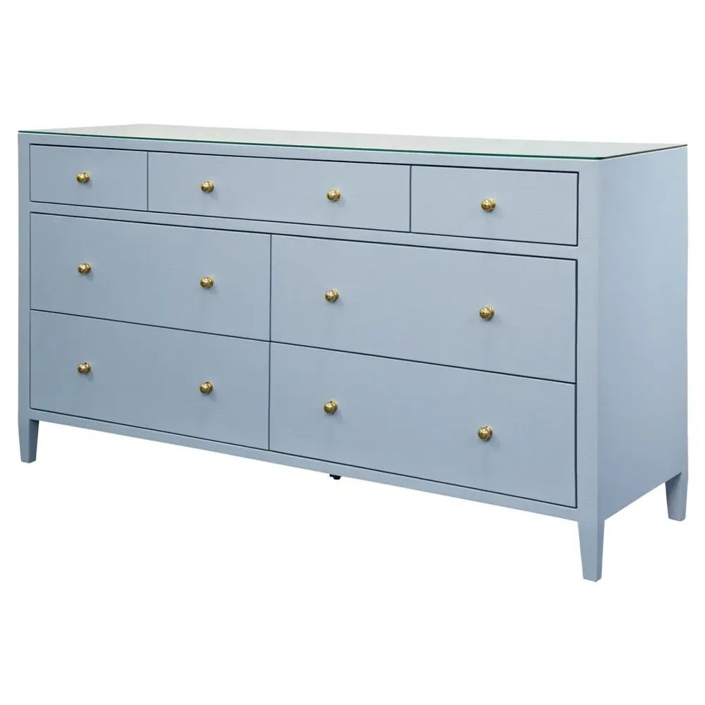 Carnegie Double Dresser - Light Blue, Textured Linen