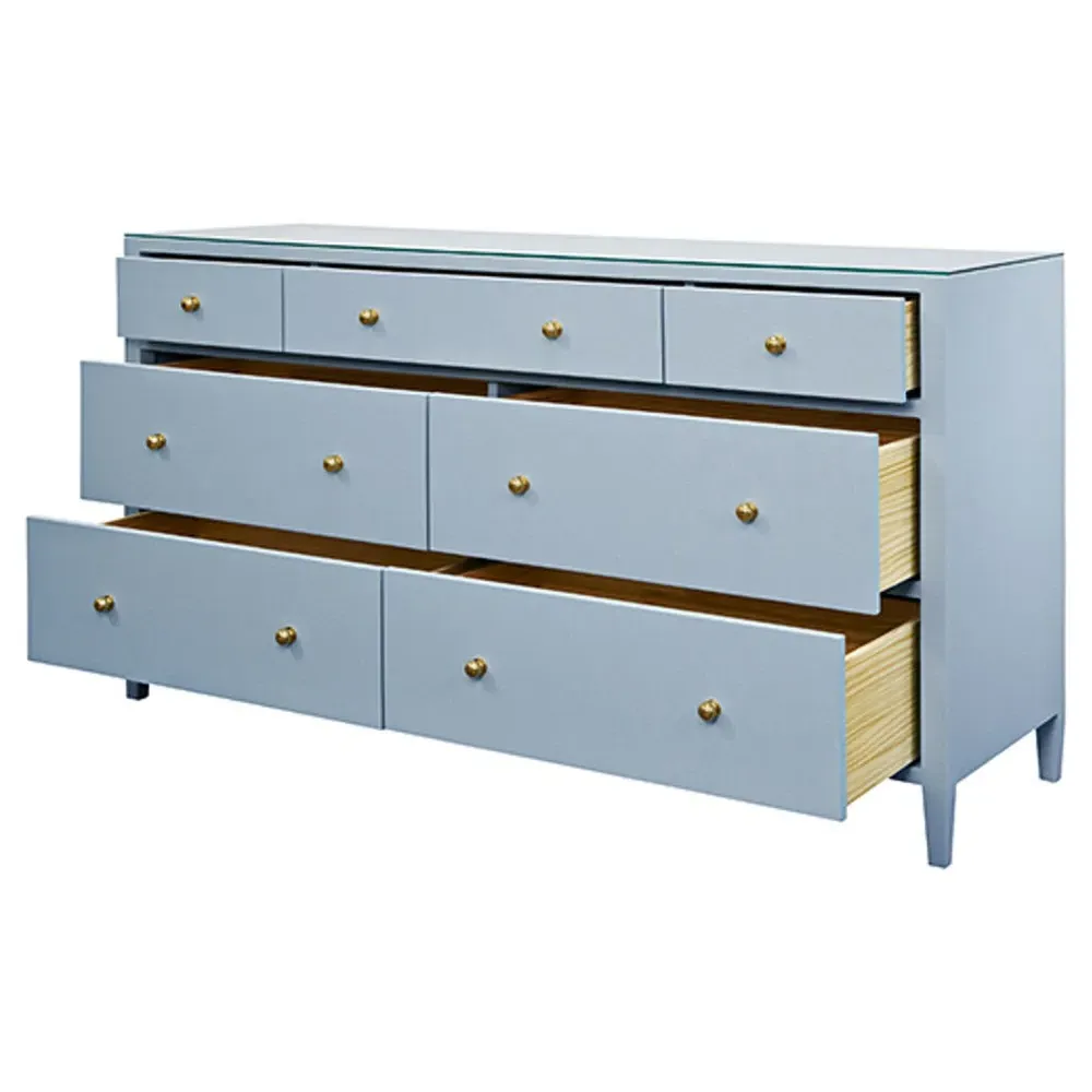 Carnegie Double Dresser - Light Blue, Textured Linen
