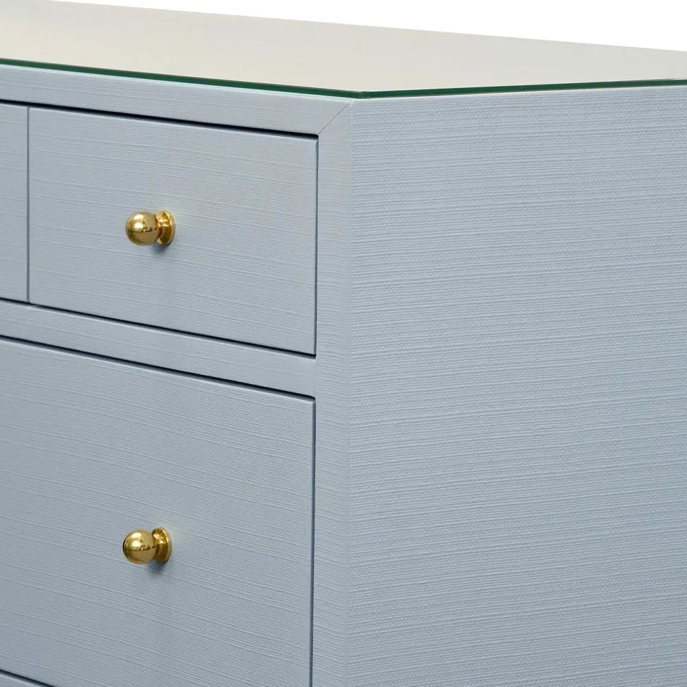 Carnegie Double Dresser - Light Blue, Textured Linen