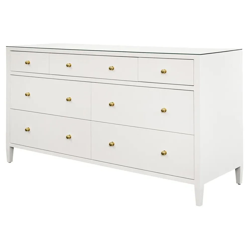 Carnegie Double Dresser - White, Textured Linen