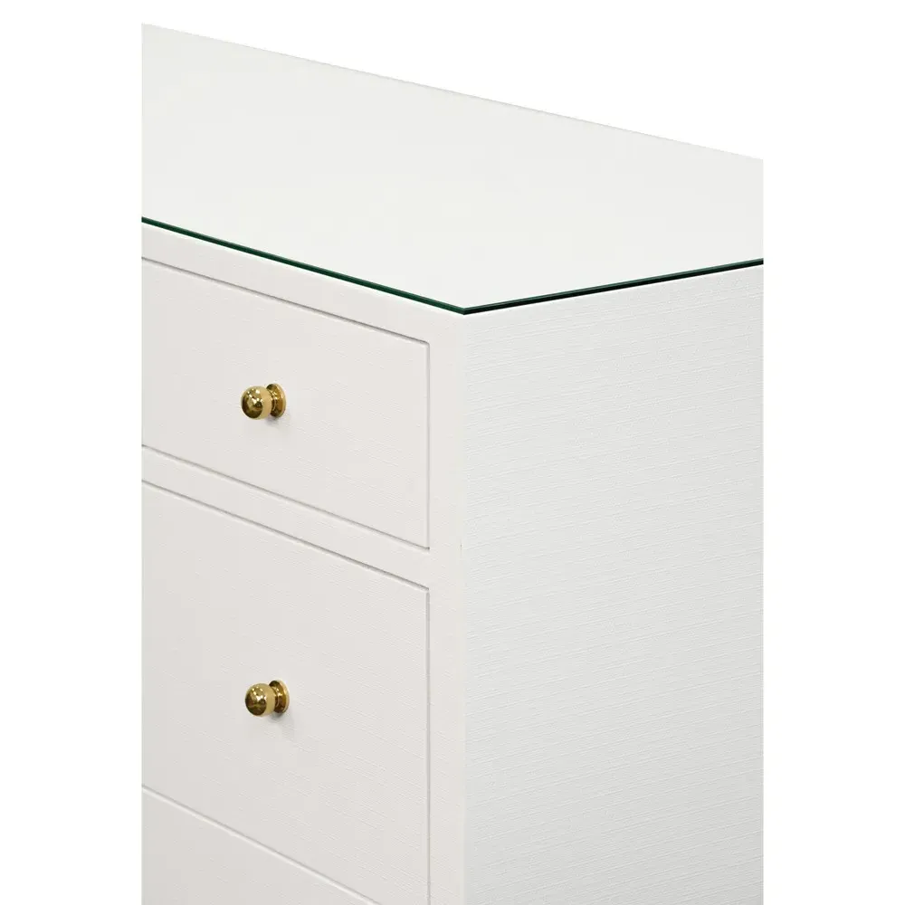 Carnegie Double Dresser - White, Textured Linen