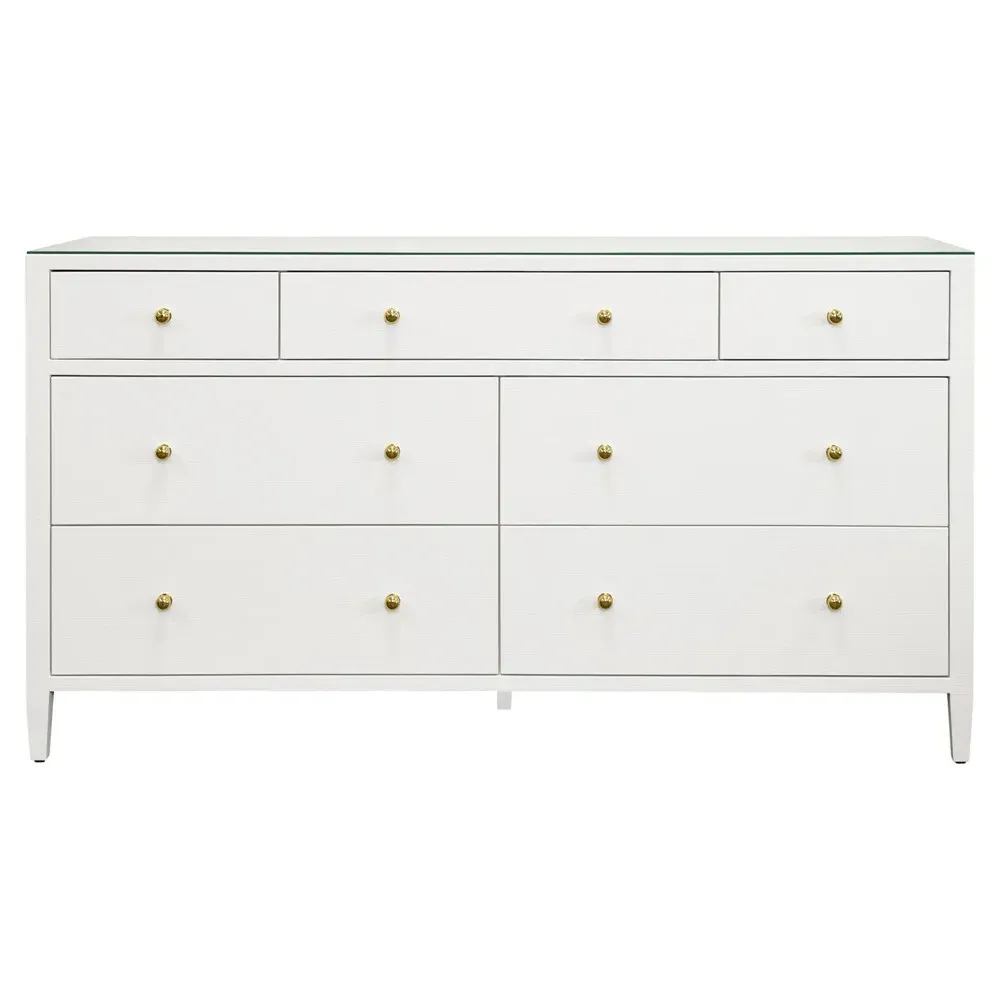 Carnegie Double Dresser - White, Textured Linen