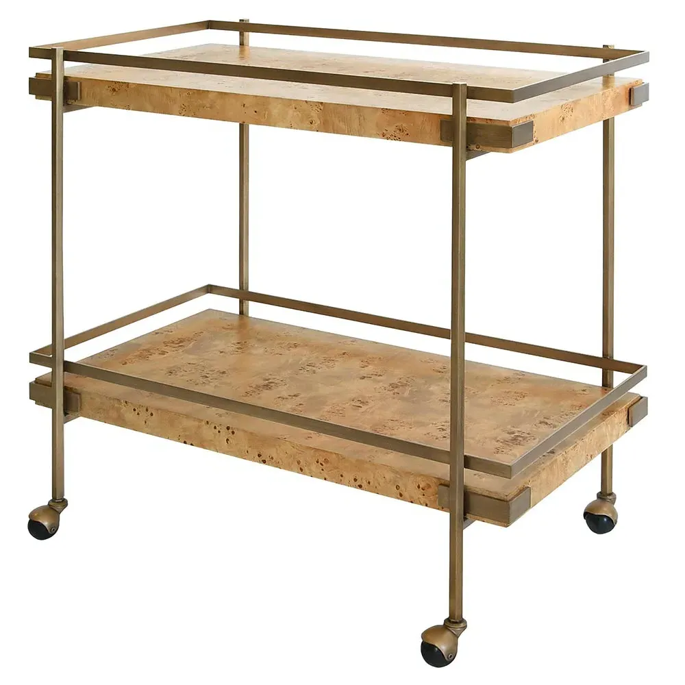 Cash Bar Cart - Burl, Brass