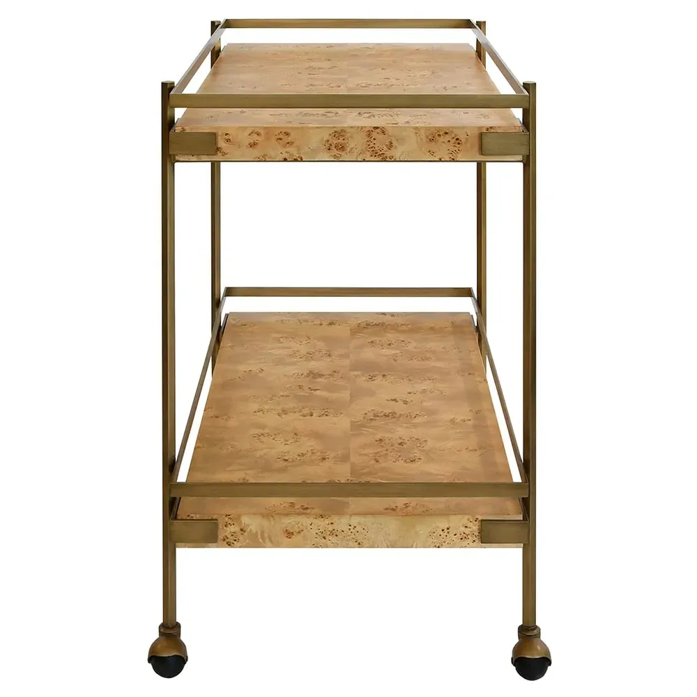 Cash Bar Cart - Burl, Brass