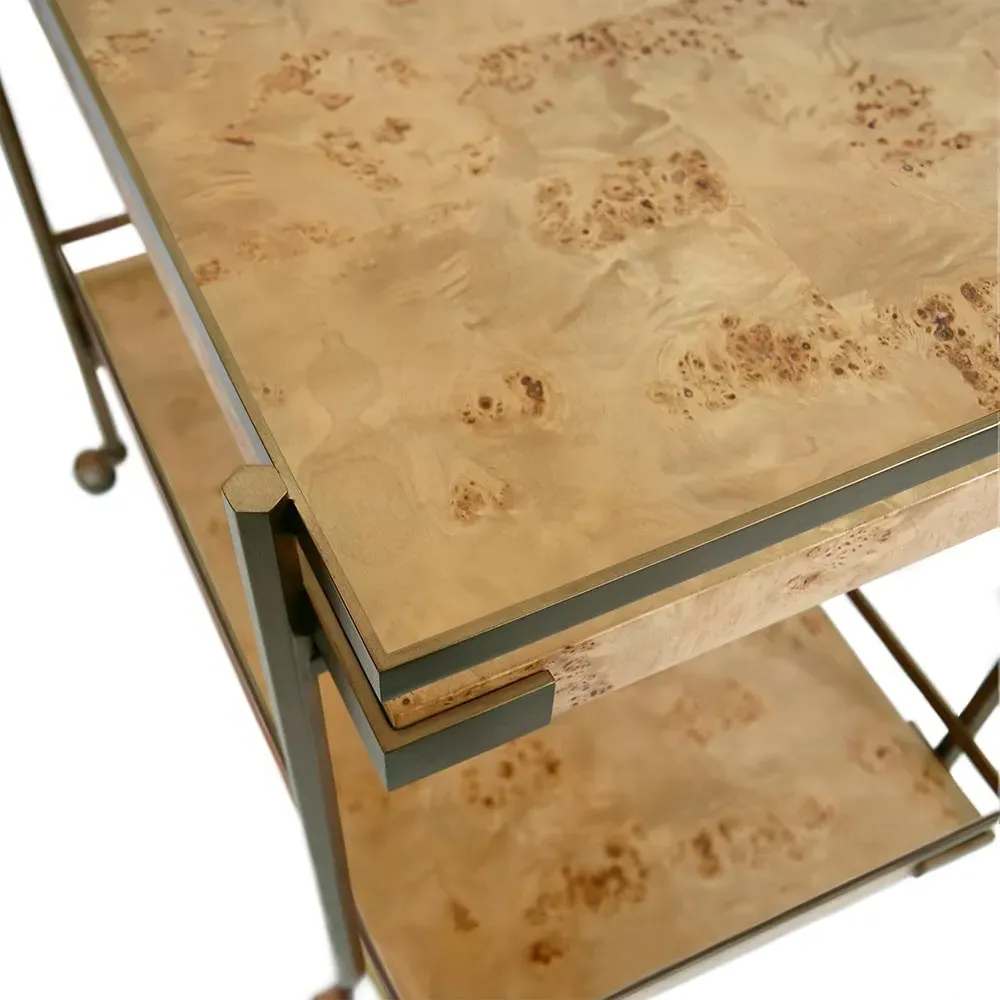 Cash Bar Cart - Burl, Brass