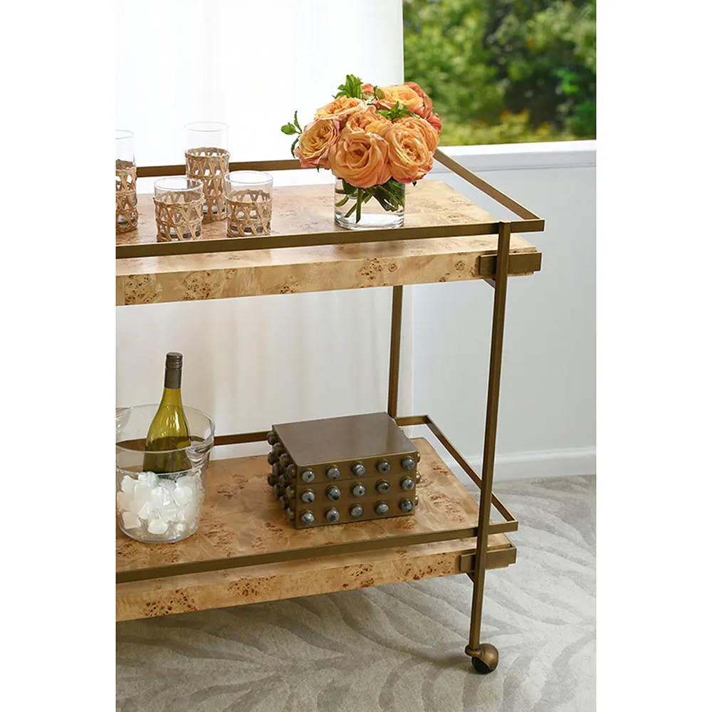Cash Bar Cart - Burl, Brass