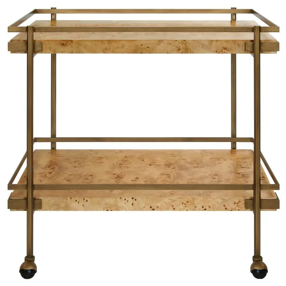 Cash Bar Cart - Burl, Brass image