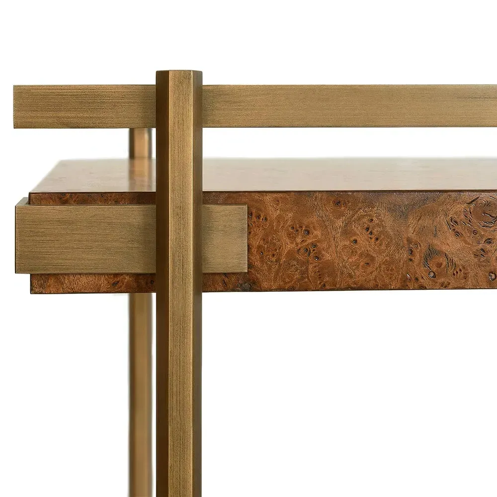 Cash Bar Cart - Dark Burl, Brass