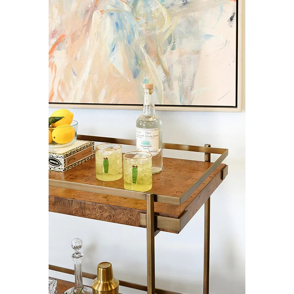 Cash Bar Cart - Dark Burl, Brass