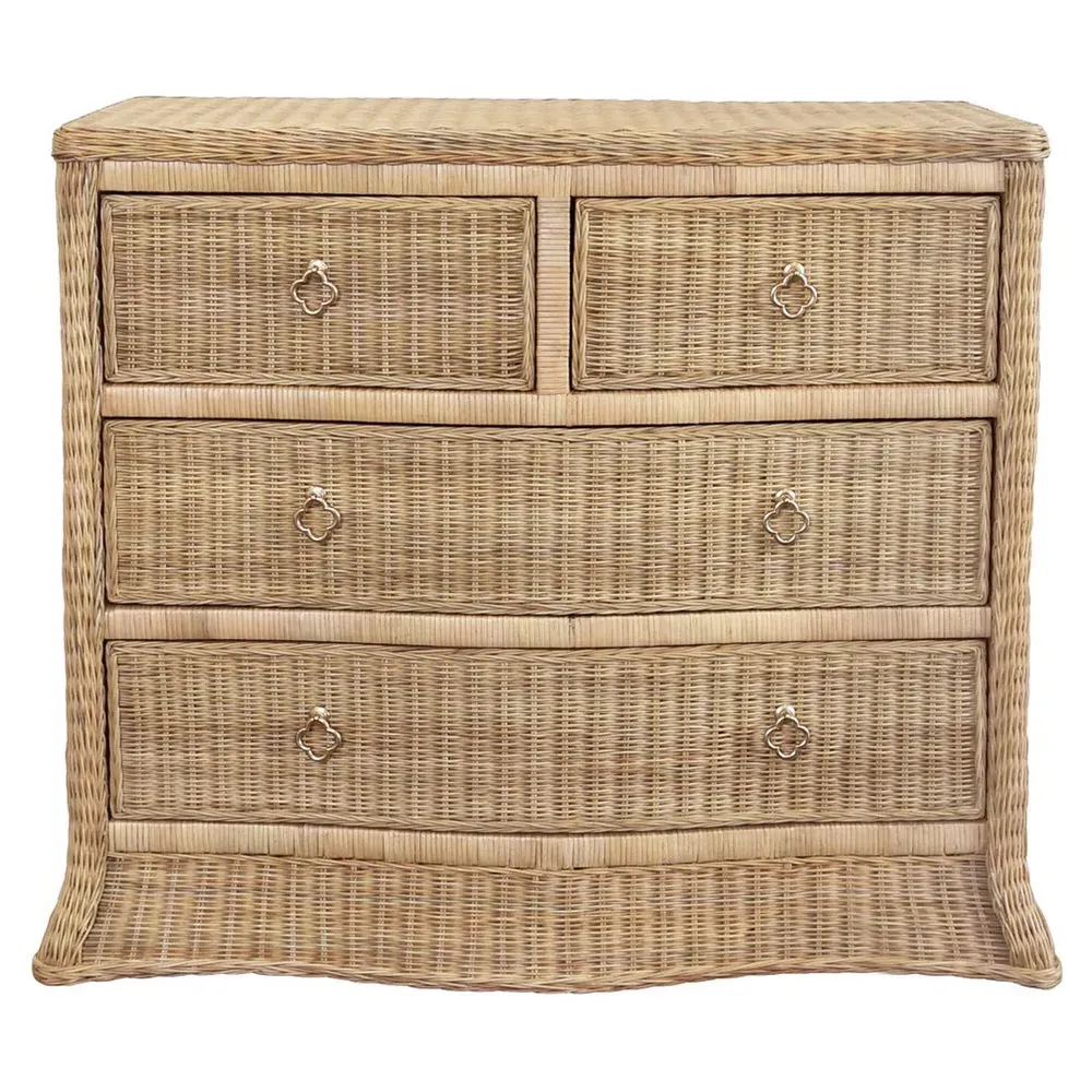 Celine Rattan Bachelor Chest with Brass Pull - Brown image
