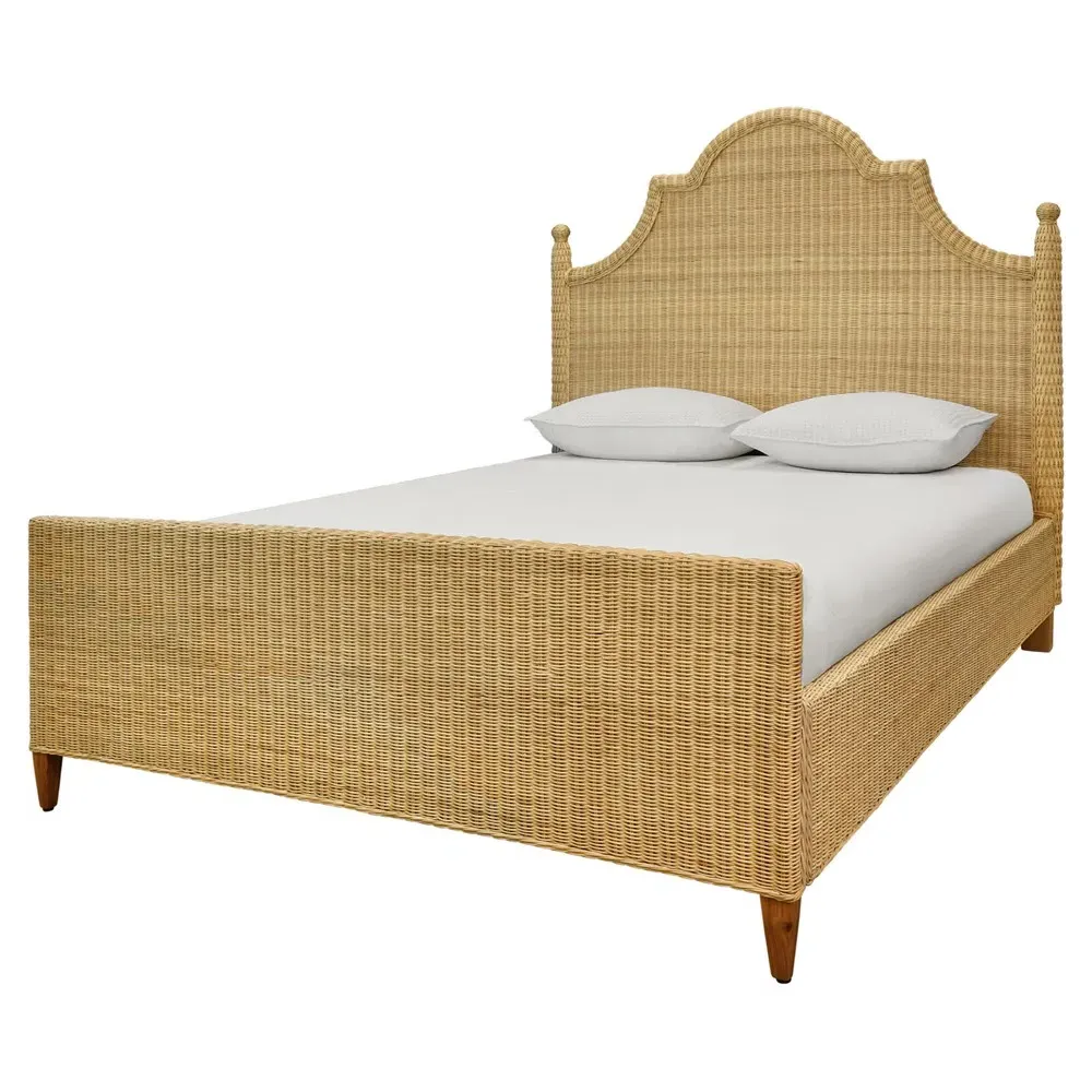 Chamberlain Queen Size Woven Rattan Bed - Brown