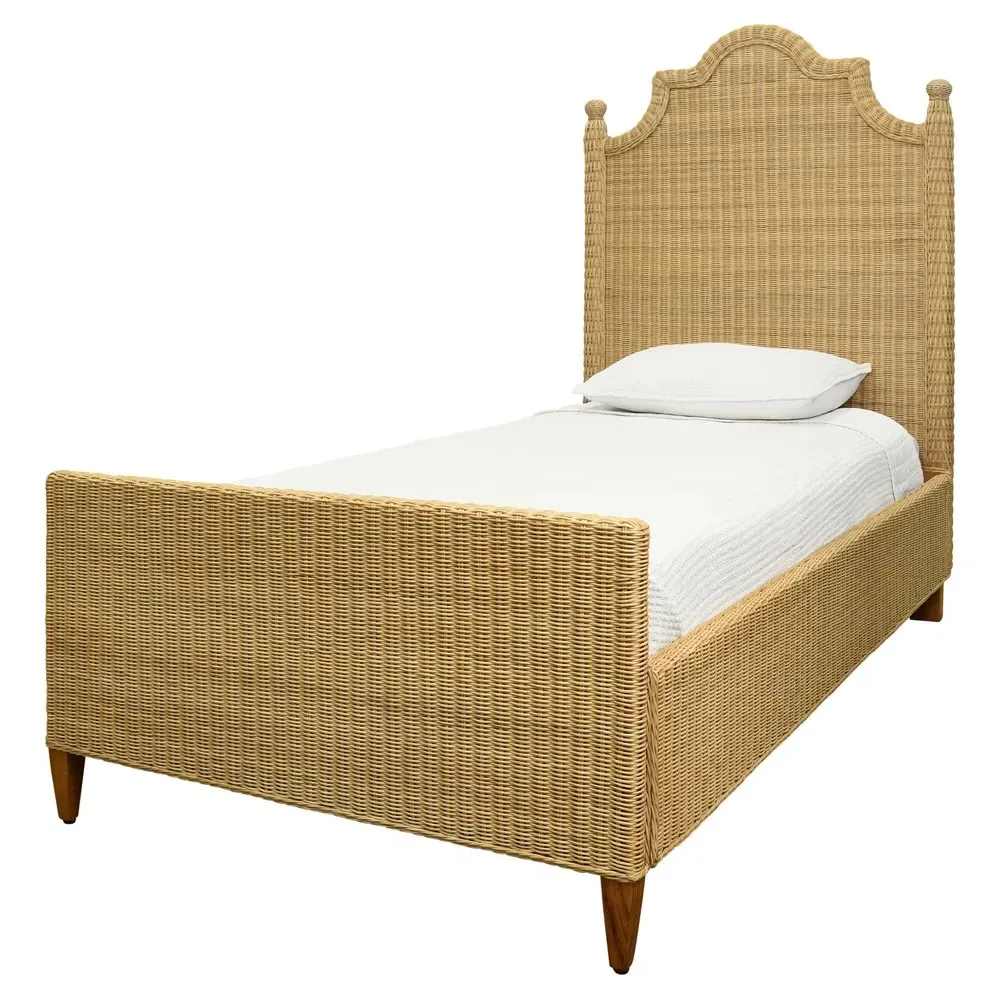Chamberlain Twin Size Woven Rattan Bed - Brown