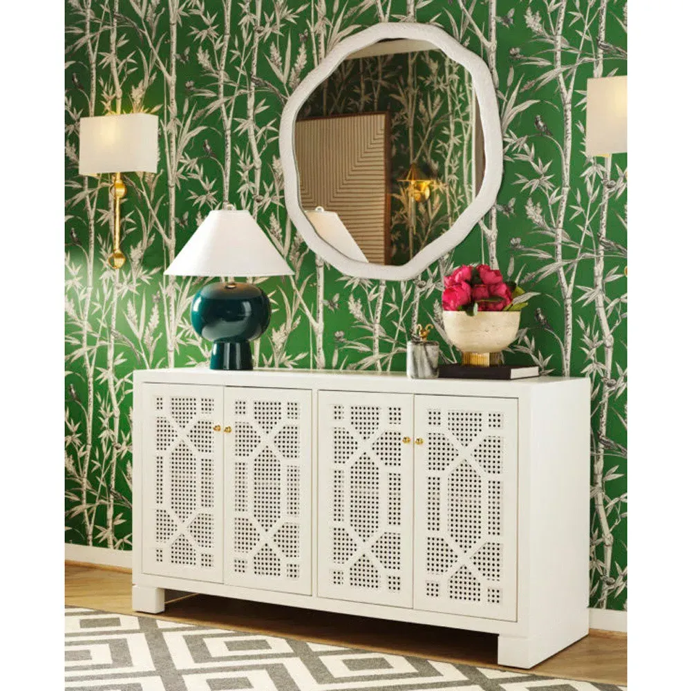 Claire Cane Buffet - White, Wood