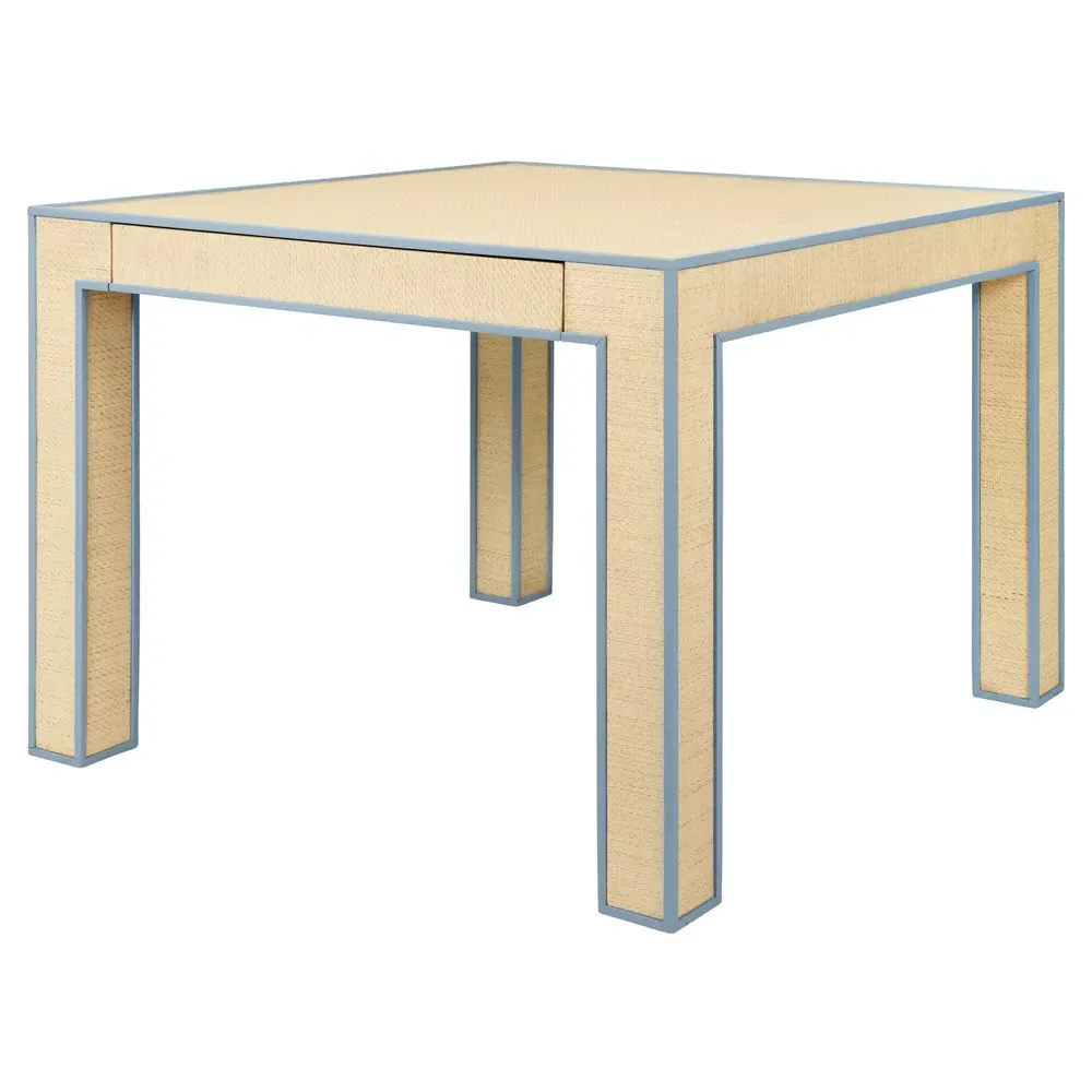 Collins Square Game Table with Storage - Beige, Grasscloth