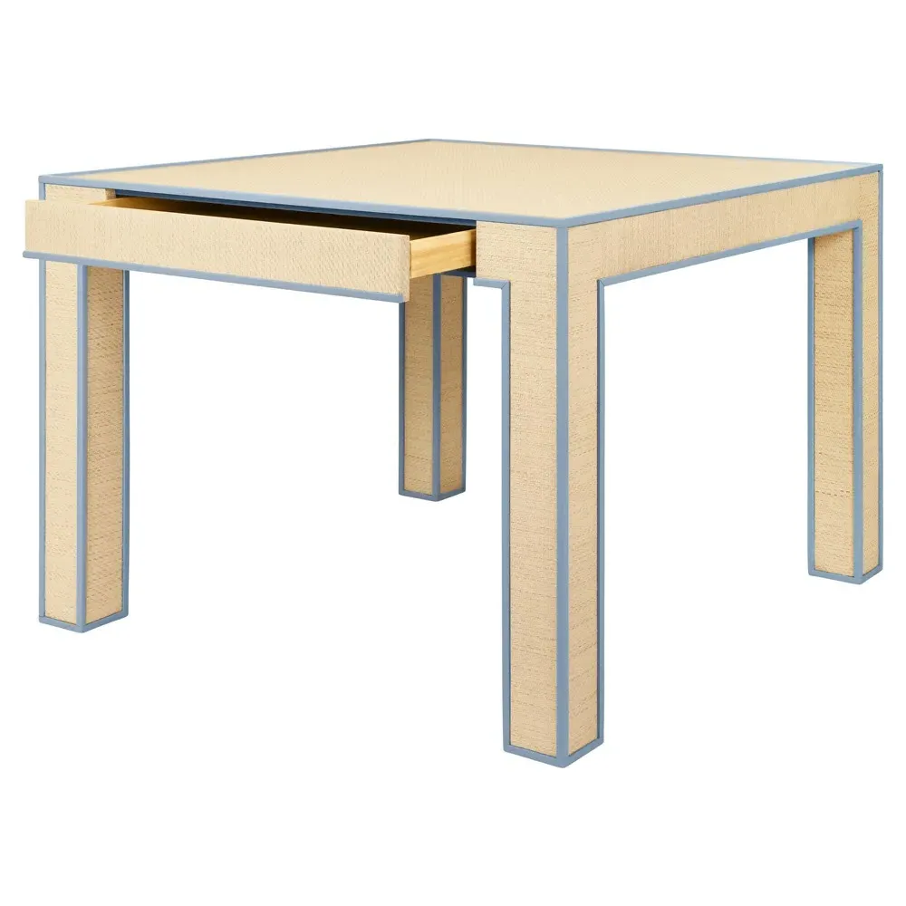 Collins Square Game Table with Storage - Beige, Grasscloth