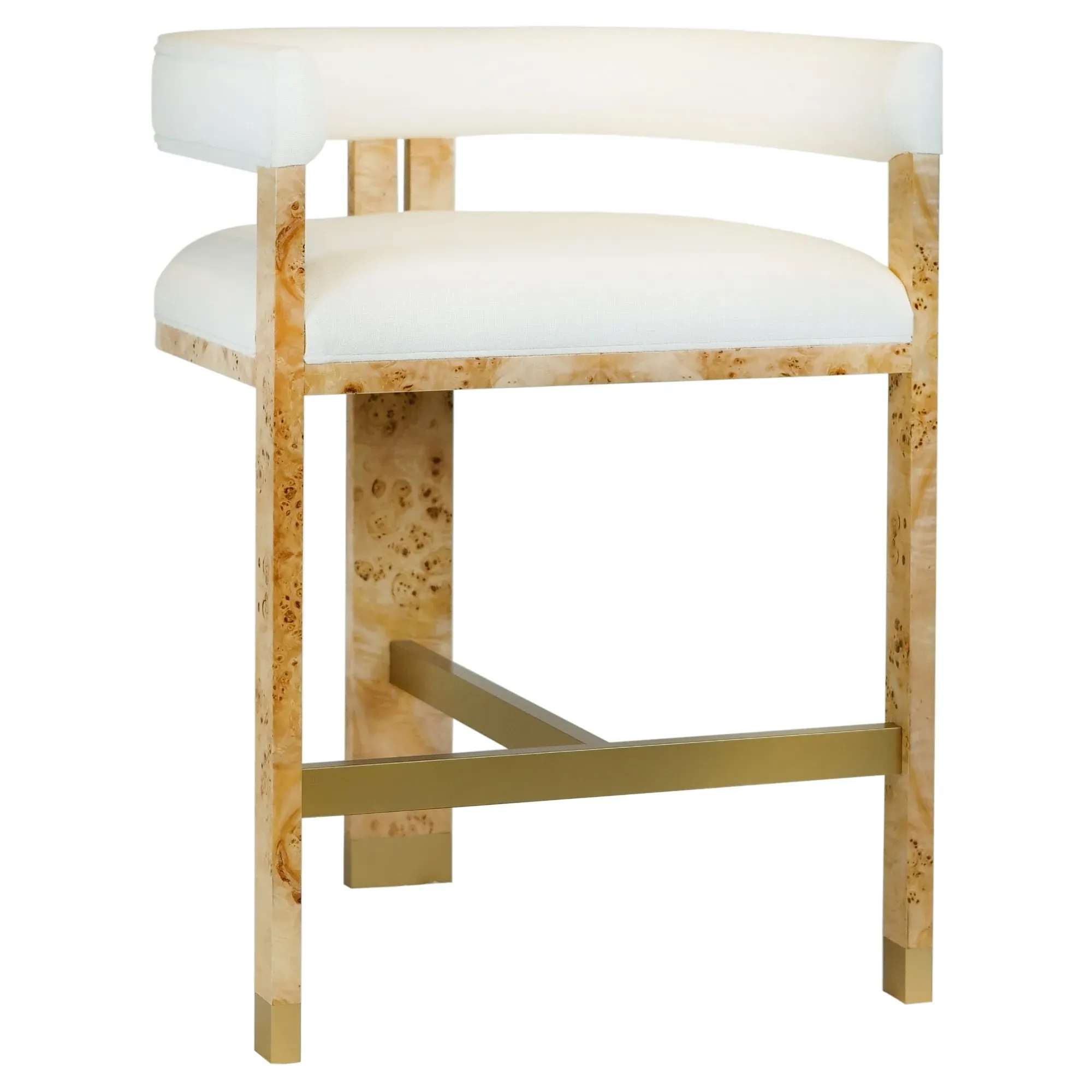 Cruise Barrel Counter Stool - White, Linen