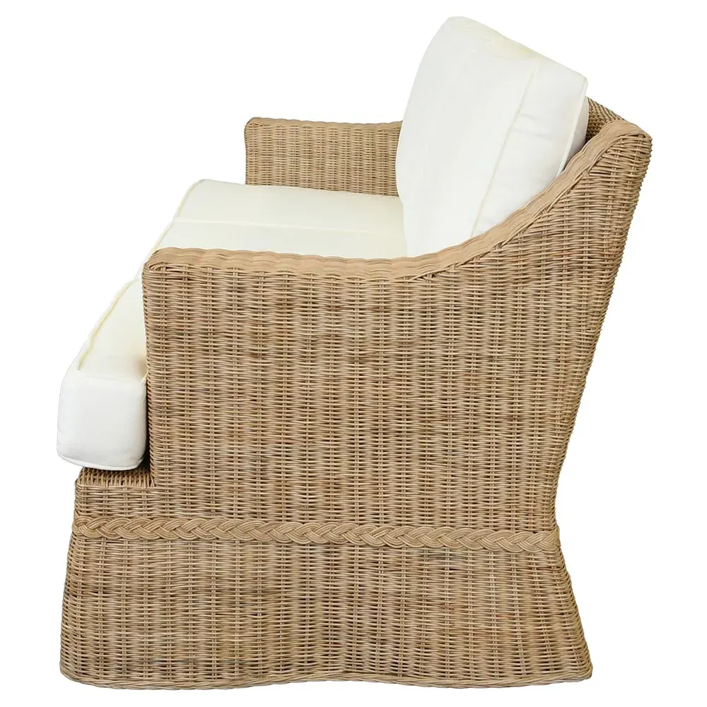 Daphne Scalloped Sofa - White, Rattan