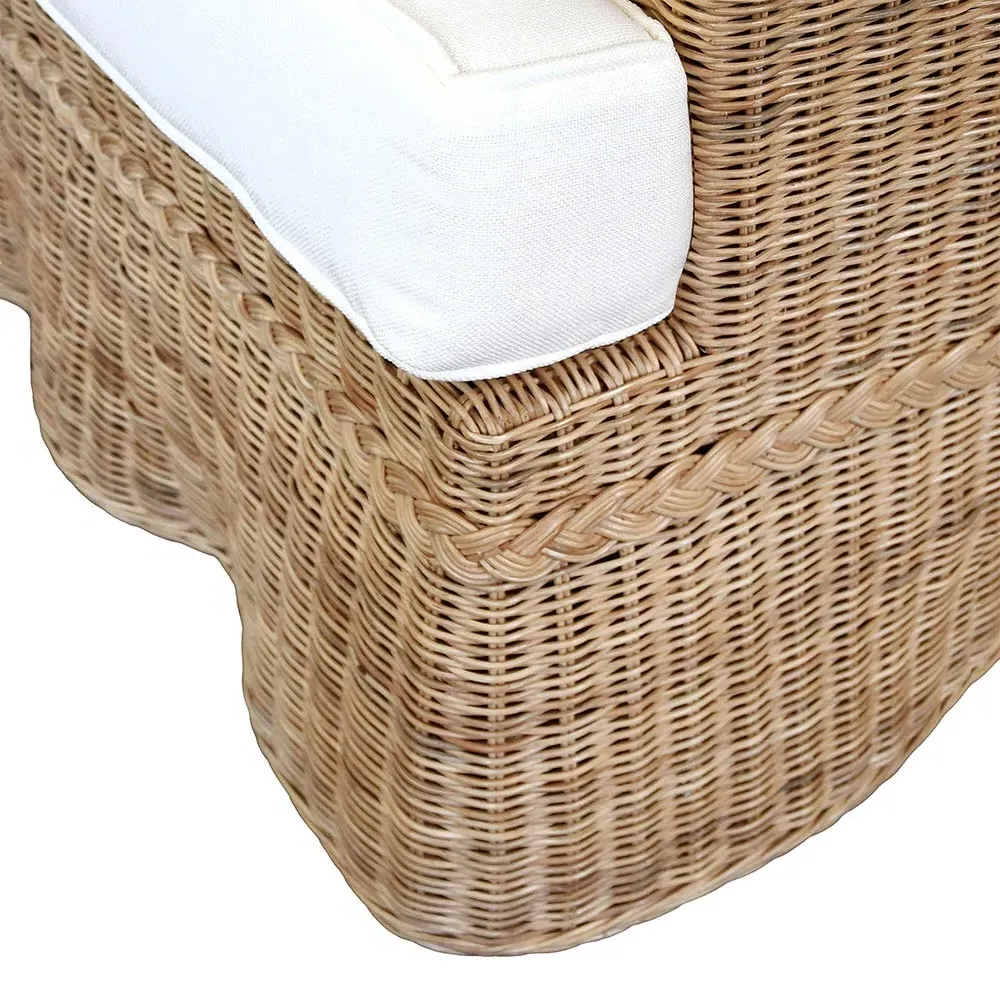 Daphne Scalloped Sofa - White, Rattan