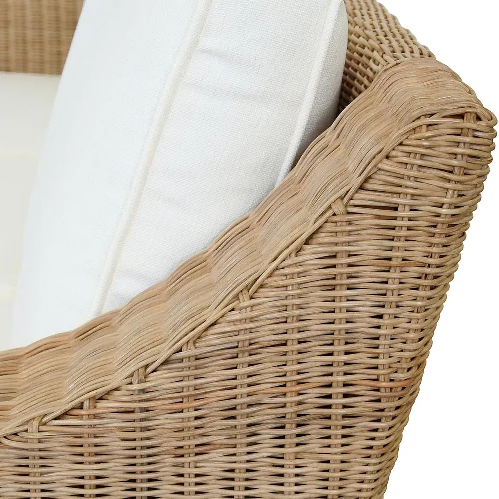 Daphne Scalloped Sofa - White, Rattan