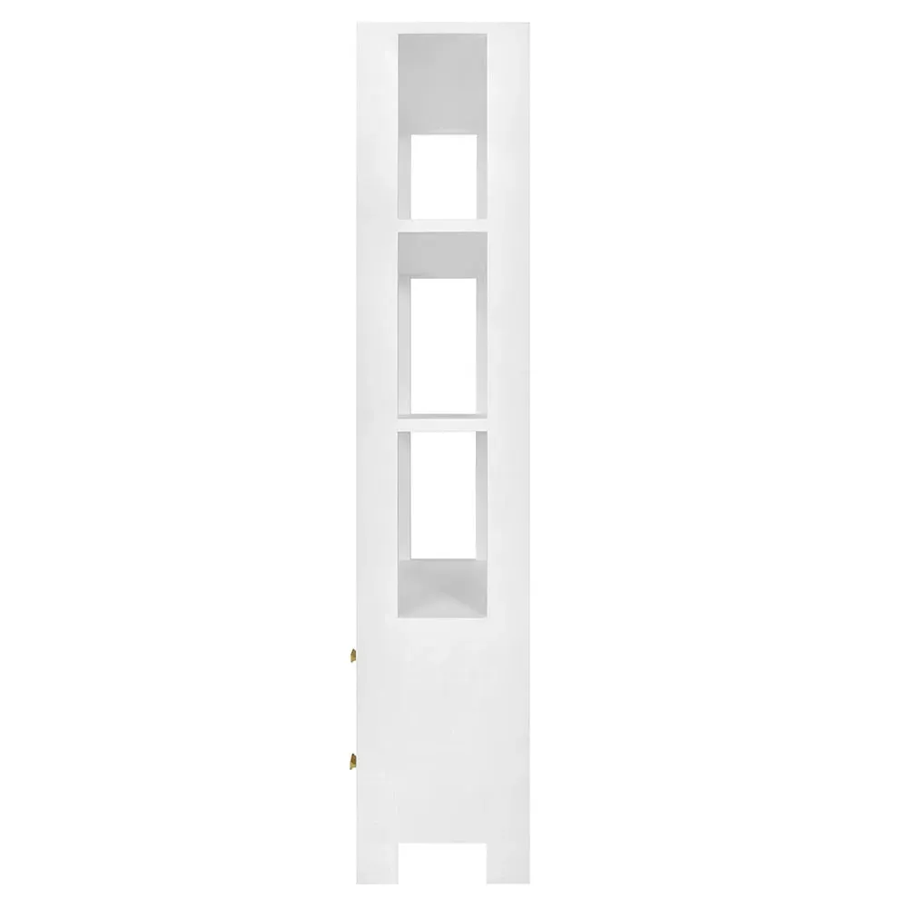 Davie Fluted Etagere - White, Oak Wood