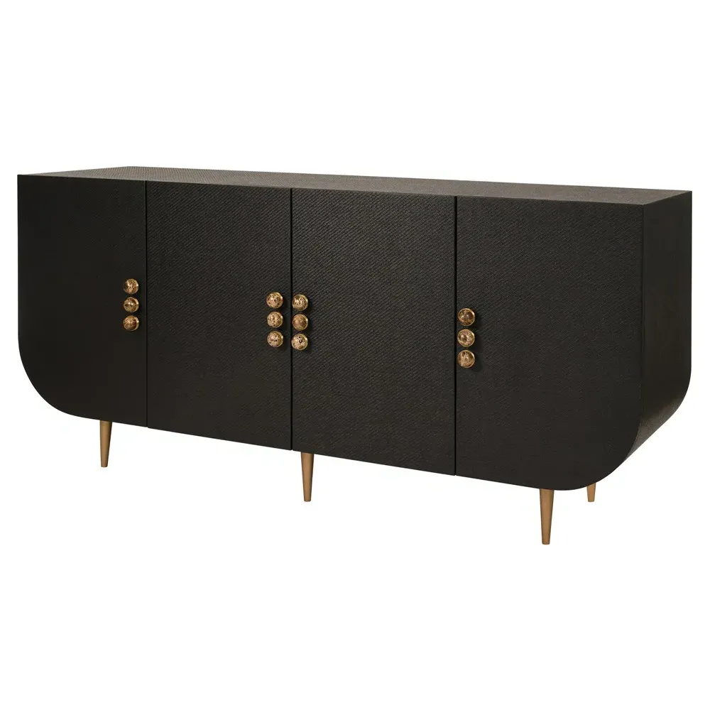 Deluca Buffet - Black, Grasscloth