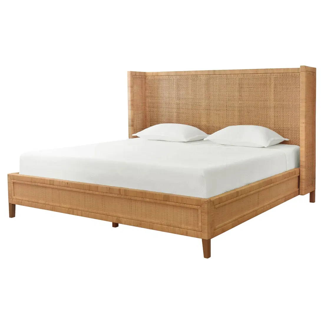 Dolly King Size Wingback Bed - Brown, Rattan