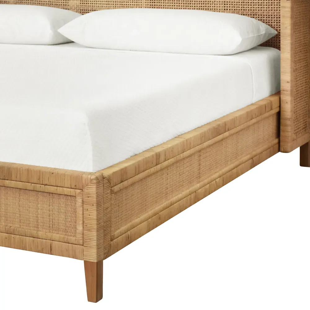 Dolly King Size Wingback Bed - Brown, Rattan