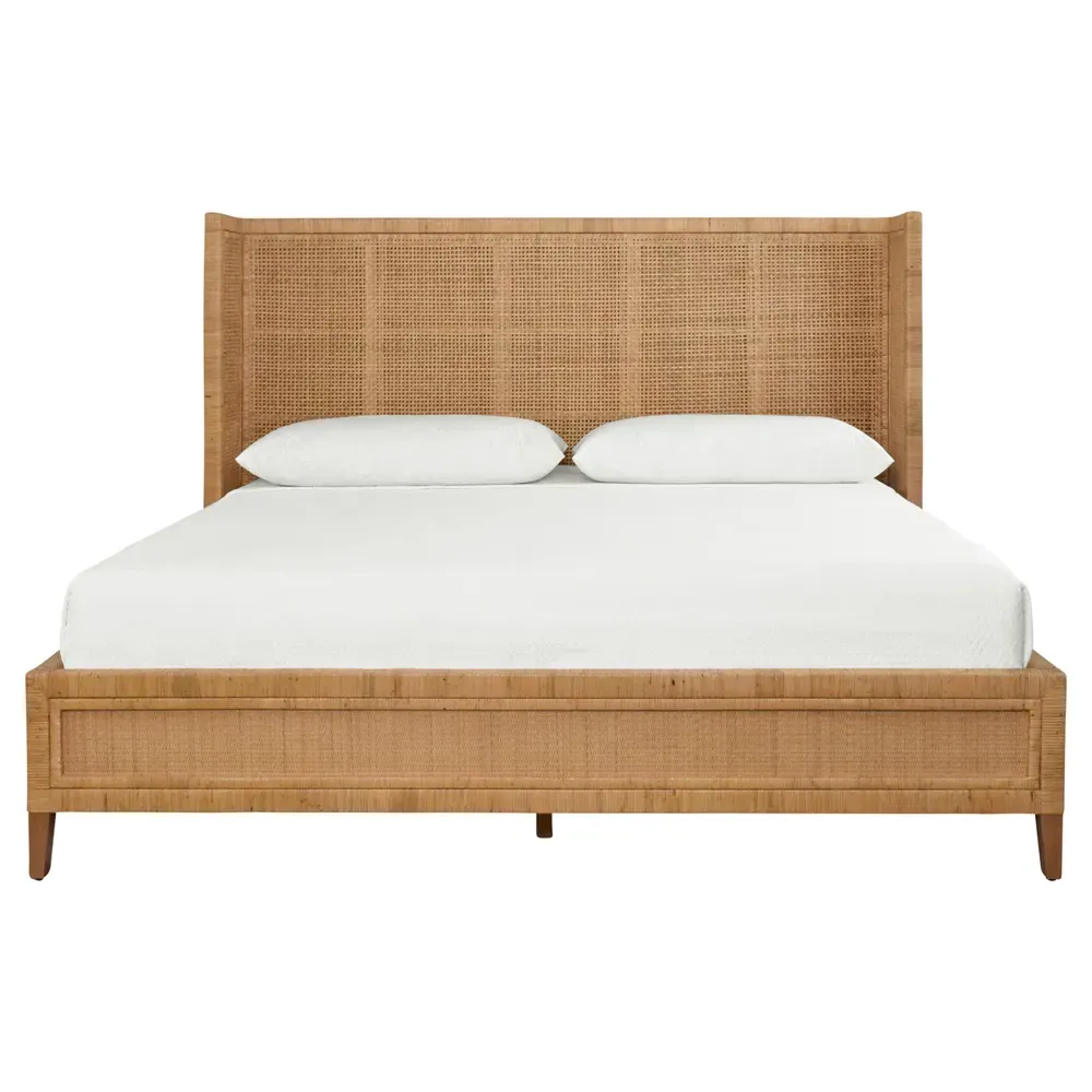Dolly King Size Wingback Bed - Brown, Rattan