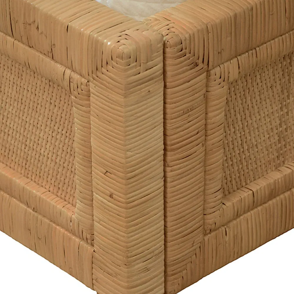 Dolly Queen Size Wingback Bed - Brown, Rattan