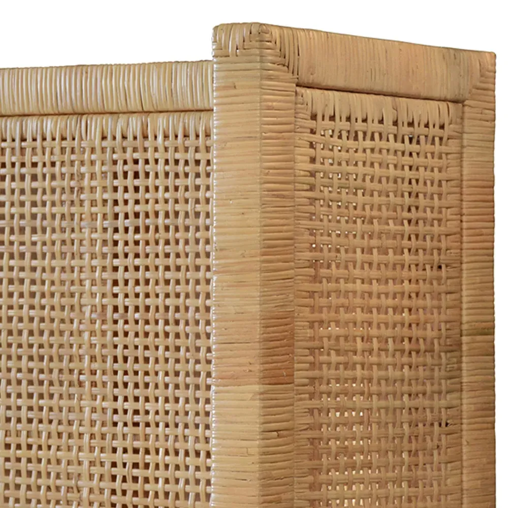 Dolly Twin Size Wingback Bed - Brown, Rattan